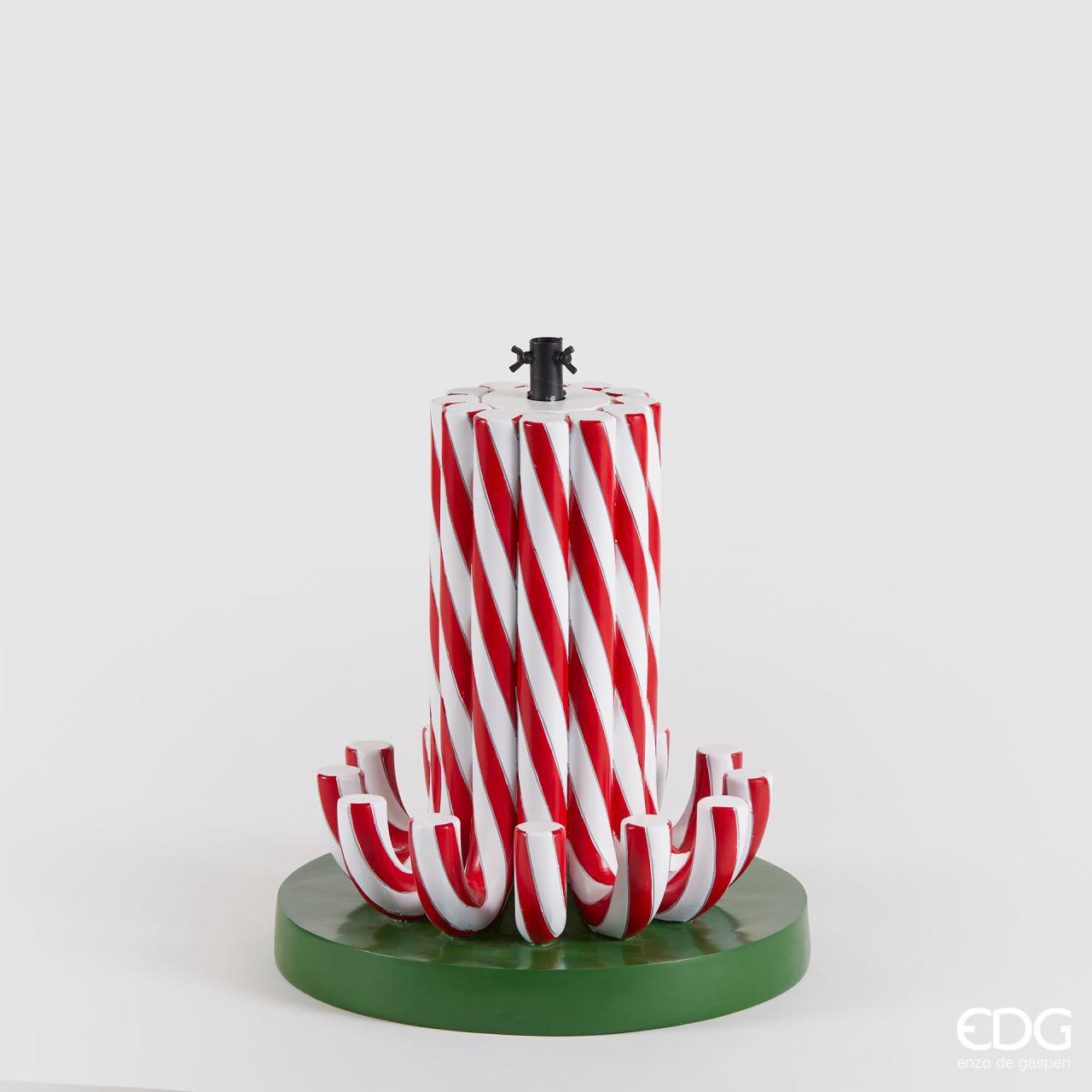 Base per albero Candycane, colore verde, rosso e bianco, misura H.45xD.42 cm. EDG