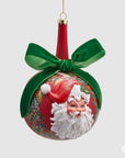 Palla "Neck", in vetro, con Babbo Natale e fiocco, colore verde e rosso, D. 10cm. EDG