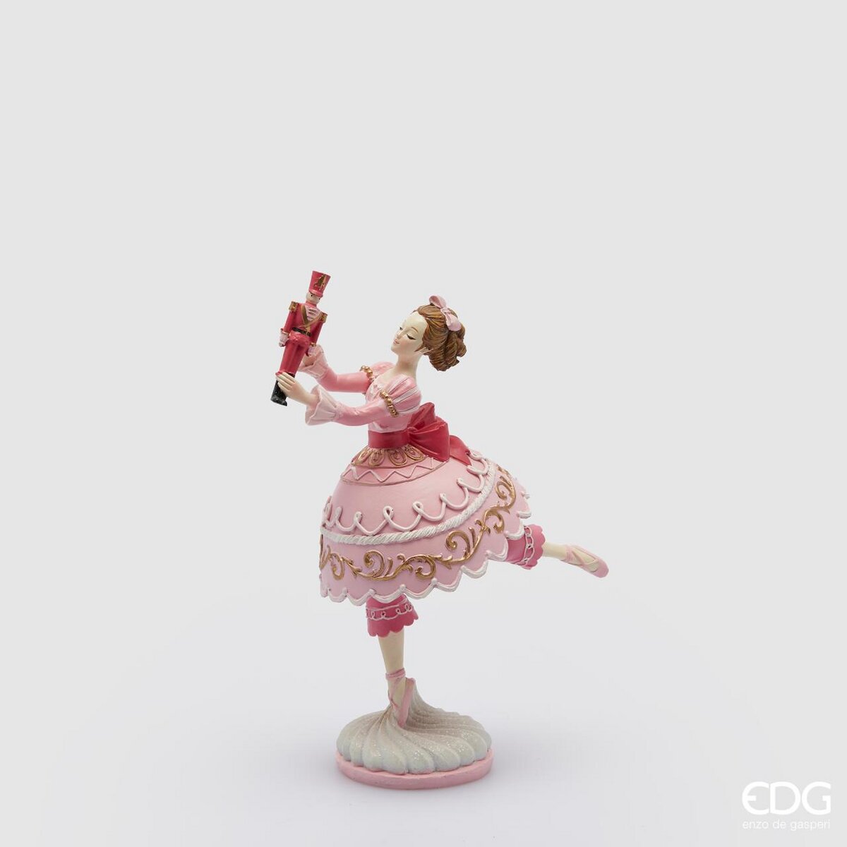 Ballerina con soldatino, colore rosa/rosso H. 20 cm. EDG