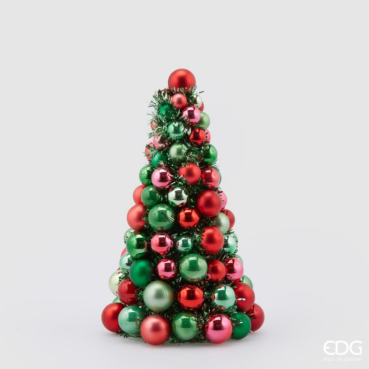 Cono palline, colore rosso e verde, misura piccola H. 33 cm. EDG