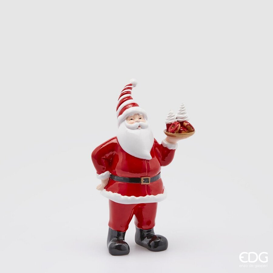 Babbo Natale con torta, colore bianco e rosso, misura H. 25 cm. EDG