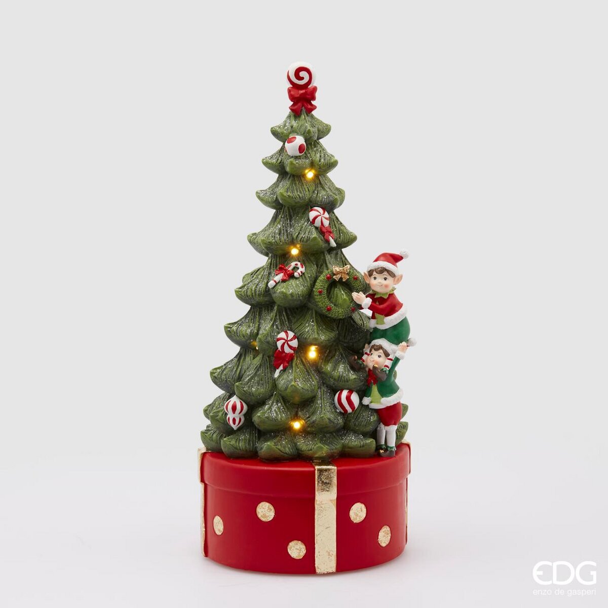 Albero pino con elfi, carillon e led. EDG