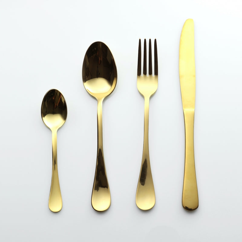 Servizio posate Sintesi Vintage da 12, colore oro lucido, Inox 18/10. Weissestal