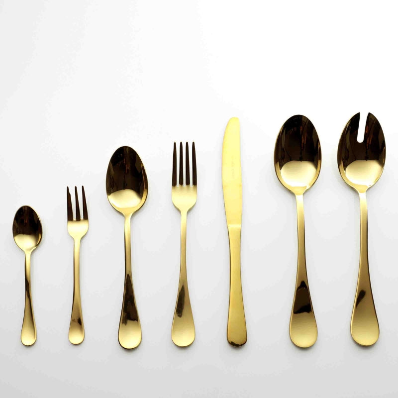 Coppia insalata Sintesi Vintage, colore oro lucido, Inox 18/10. Weissestal