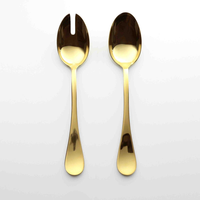 Coppia insalata Sintesi Vintage, colore oro lucido, Inox 18/10. Weissestal
