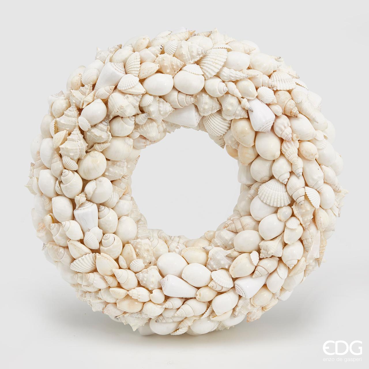 Corona conchiglie mix, colore bianco, D.30 cm. EDG