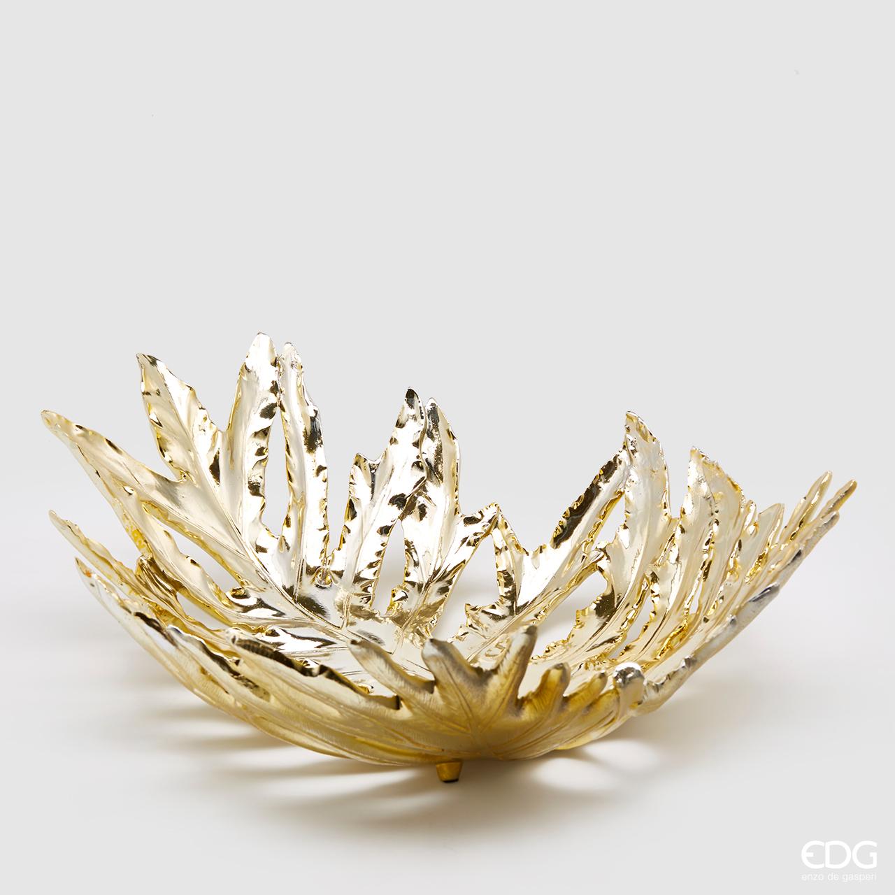 Ciotola foglia, colore oro, H.17 x 50x45cm. EDG