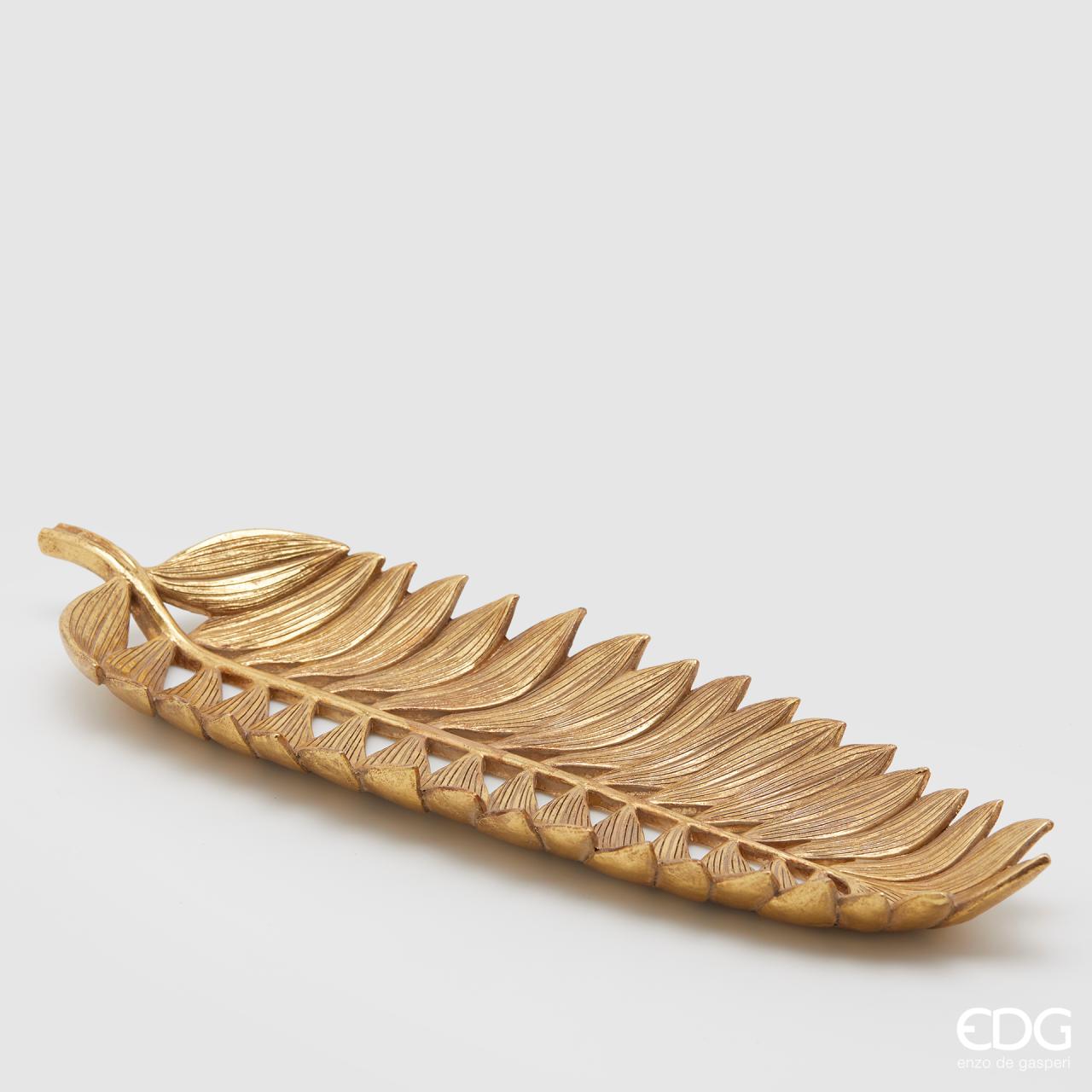 Piatto Foglia Palma, oro, H.4x42x13 cm. EDG