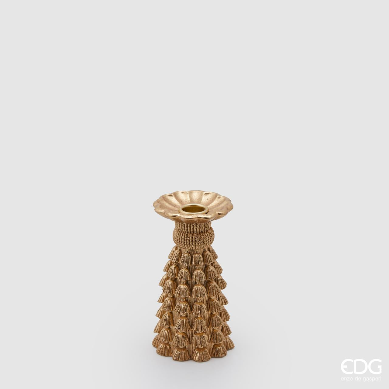 Portacandela classico "TASSEL", in poly, misura H.15x D. 9cm. EDG