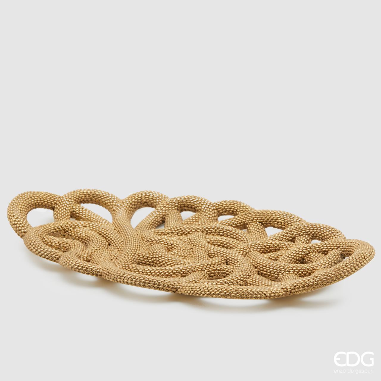 Vassoio Snake ovale, colore oro, H.4 x38x20 cm. EDG