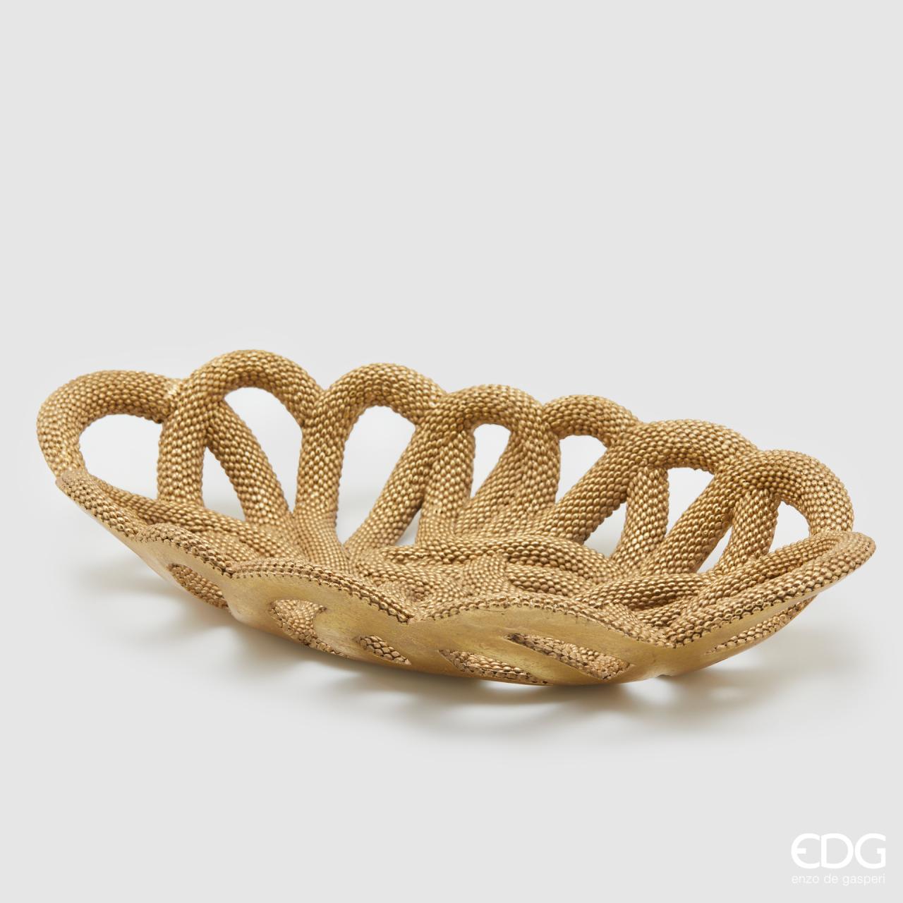 Vassoio Snake ovale, colore oro, H.6x38x22 cm. EDG