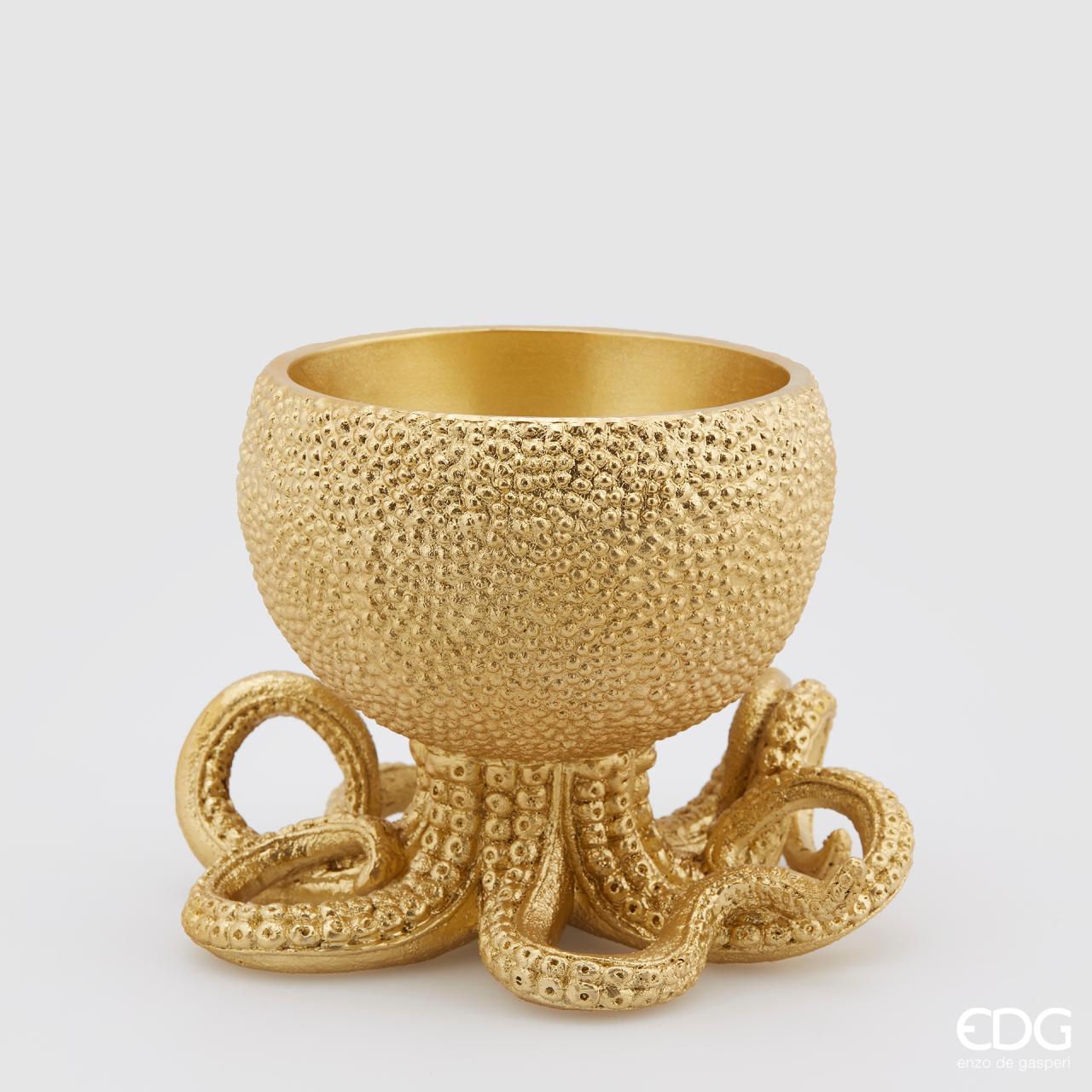 Vaso Piovra, in poliresina, colore oro, misura H.18x D23 cm. EDG