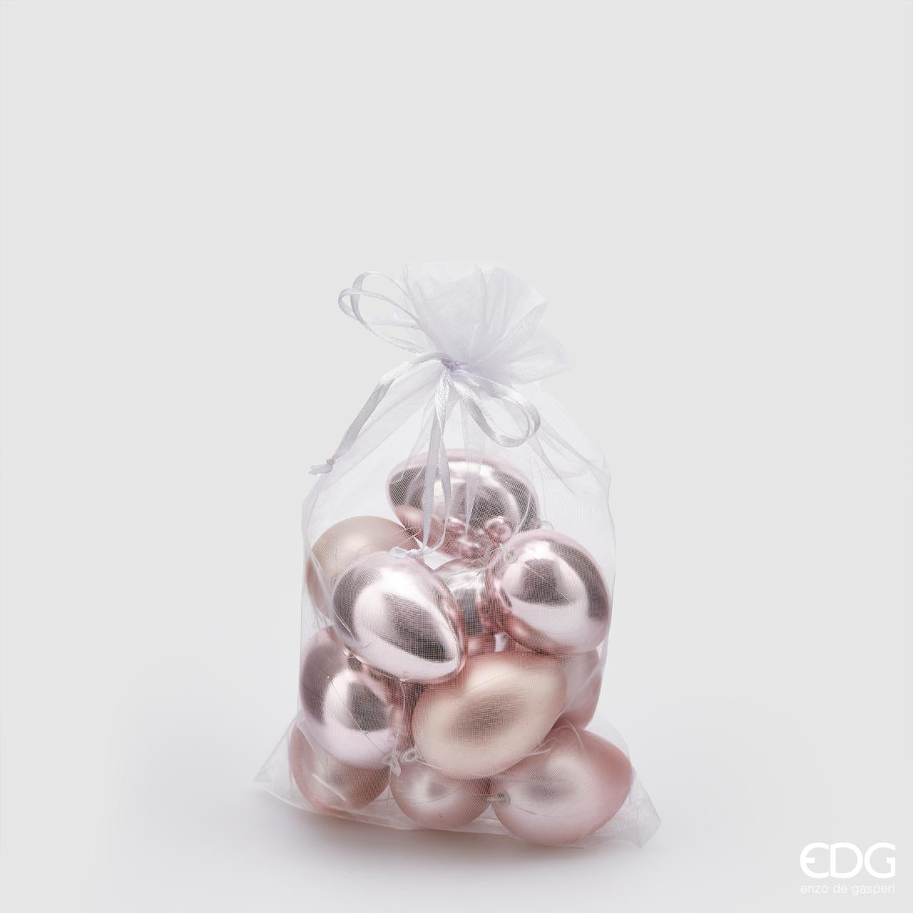 Sacchetto con 12 uova matte e lucide, colore rosa. EDG