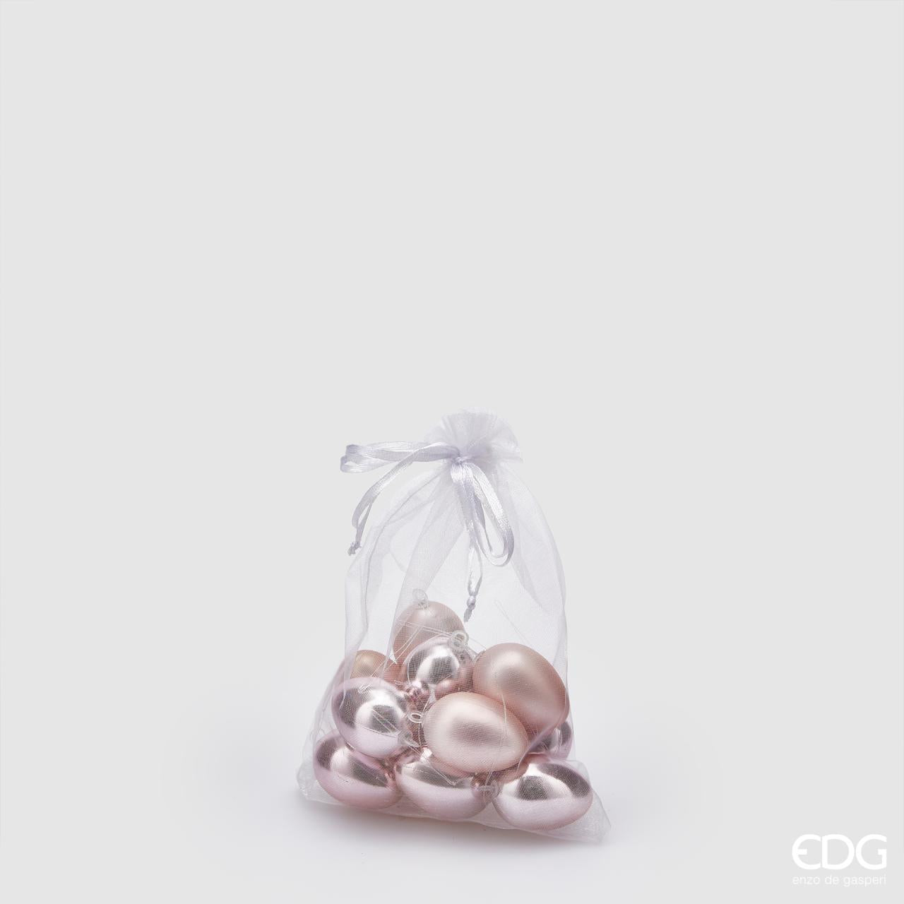 Sacchetto con 12 uova matte e lucide, colore rosa. EDG