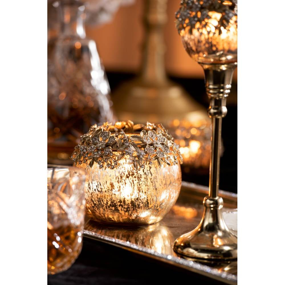 Porta T-Light Gioiello Metallo/Vetro Oro Large. Jolipa