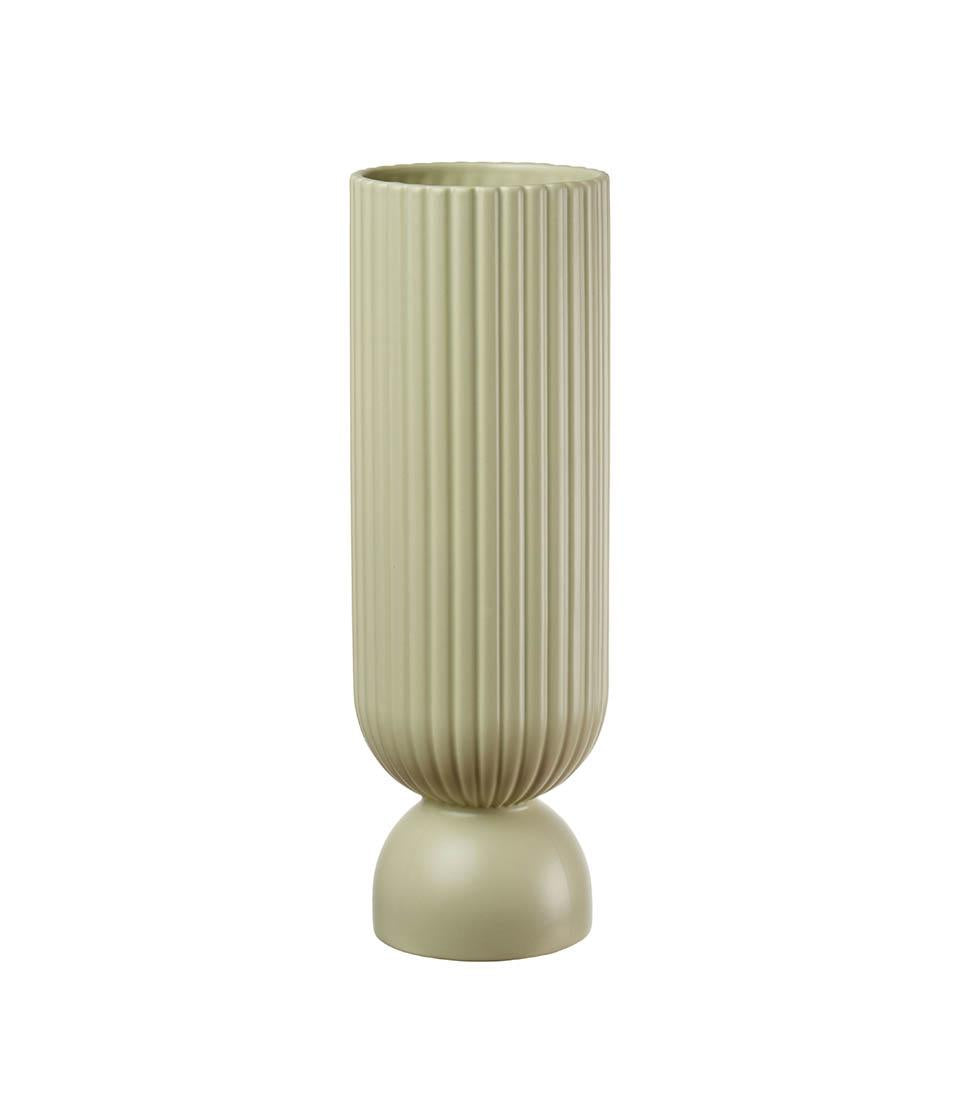 Vaso alto, in ceramica verde chiaro, misura Ø12x37h. Marca L'oca nera