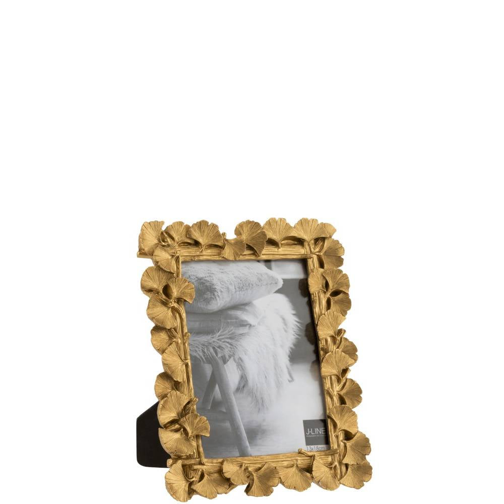 Portafoto Foglie Resina Oro Large. Jolipa