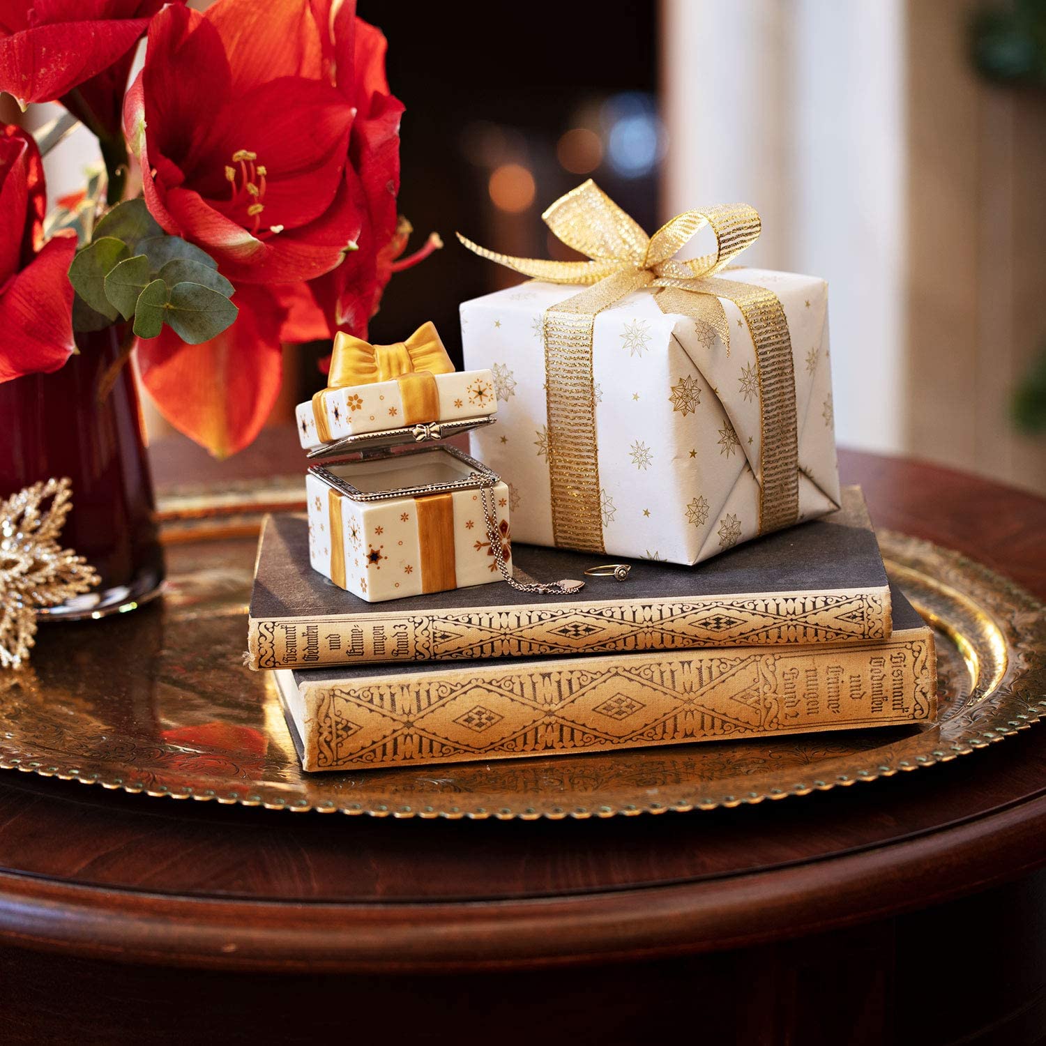 Pacchetto regalo piccolo quadrato fiocco oro, Linea Christmas Toy's. Villeroy & Boch