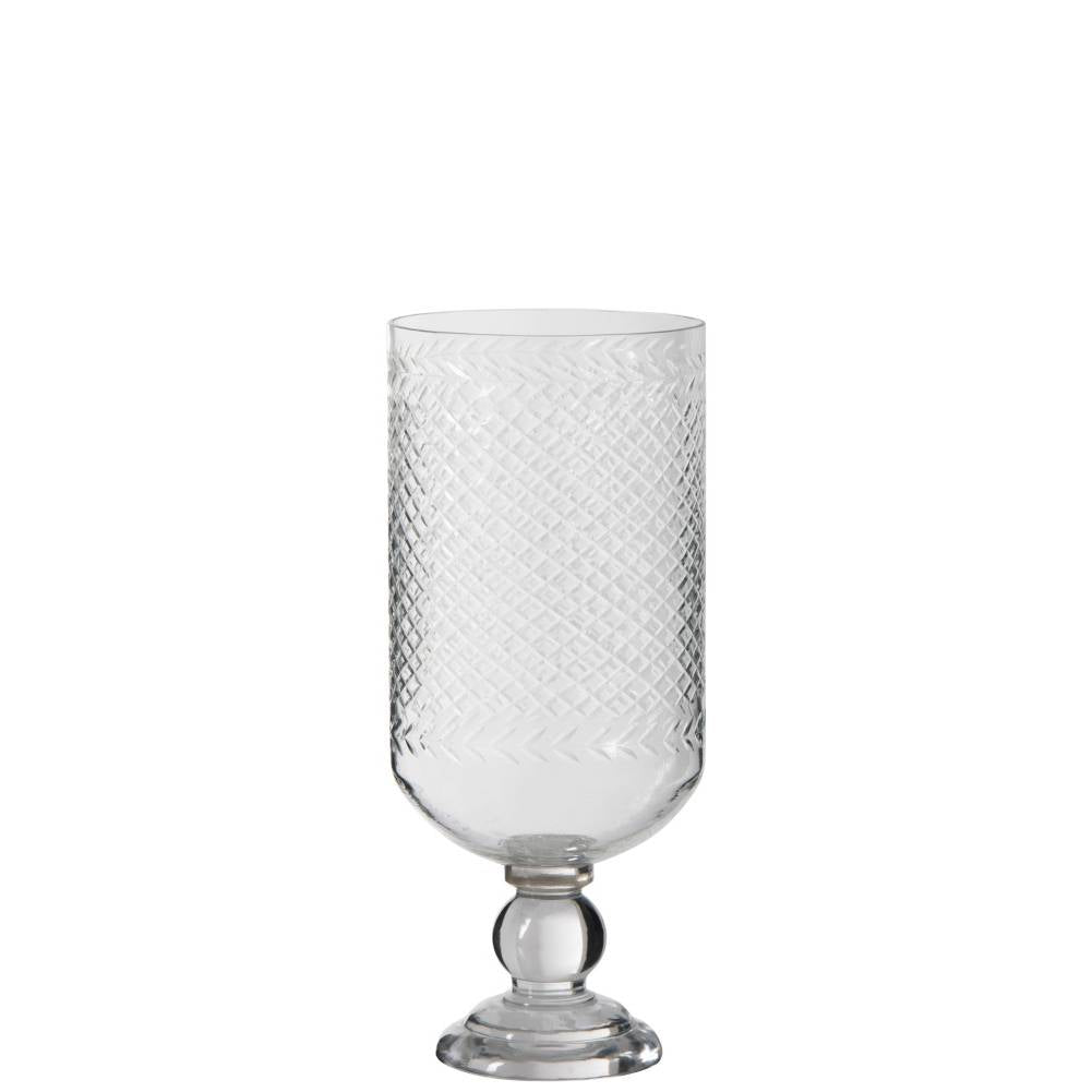 Vaso con Piede Rotondo in Vetro Tagliato Trasparente. Jolipa