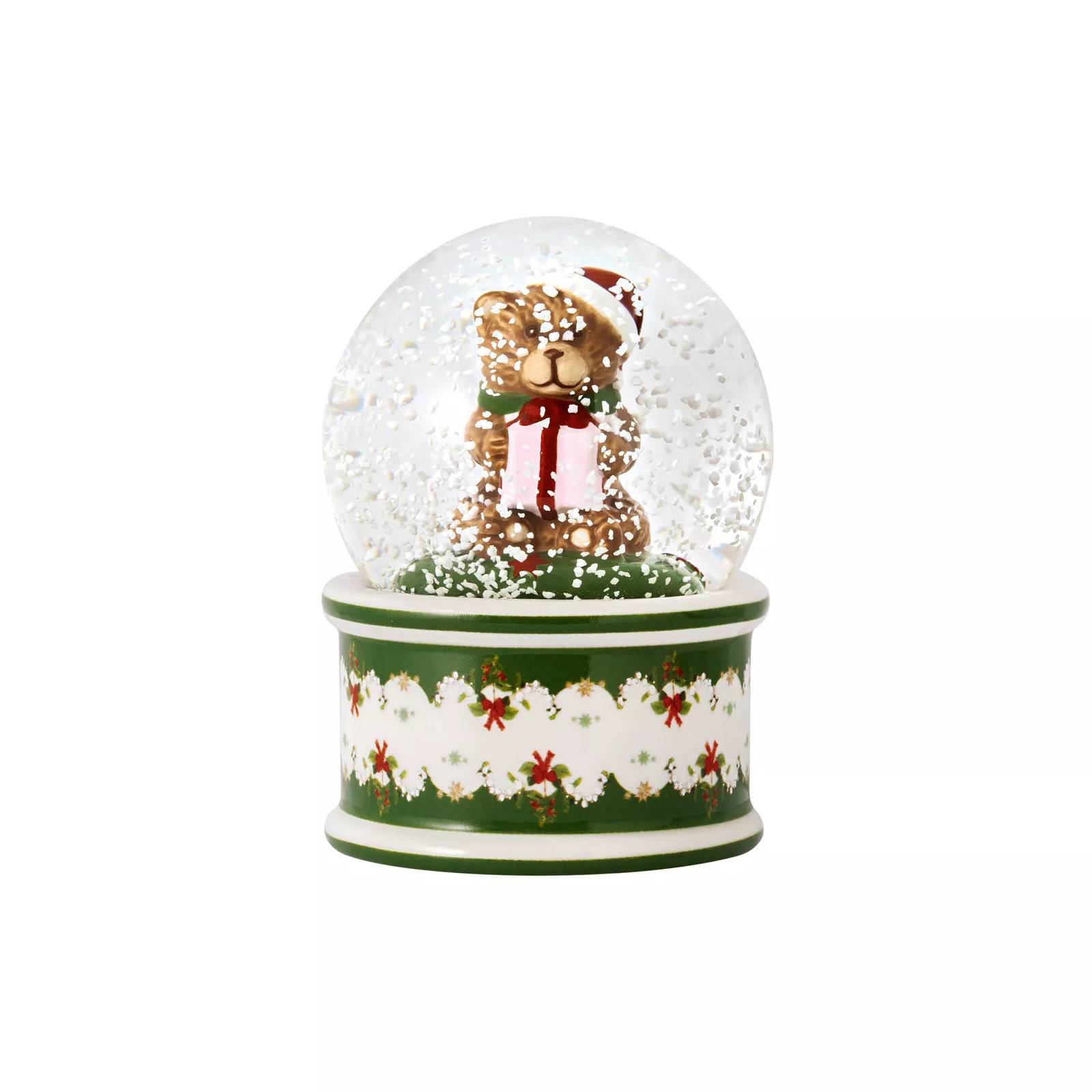 Palla di vetro piccola con neve, Orsetto Villeroy &amp;amp Boch linea Christmas Toy's