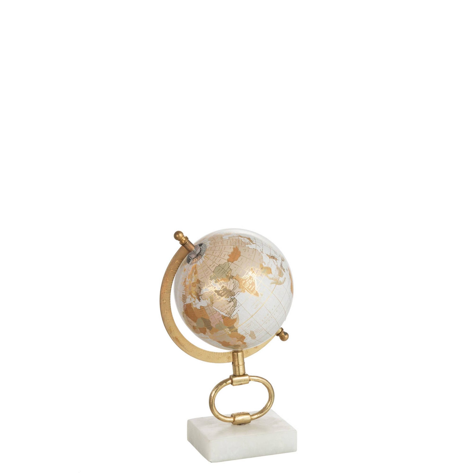 Mappamondo bianco e oro con Piede Marmo Bianco, misura piccola. Jolipa