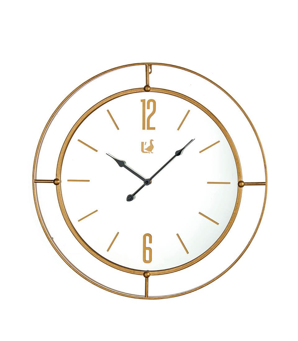 Orologio Parete specchio e metallo oro. L'oca nera