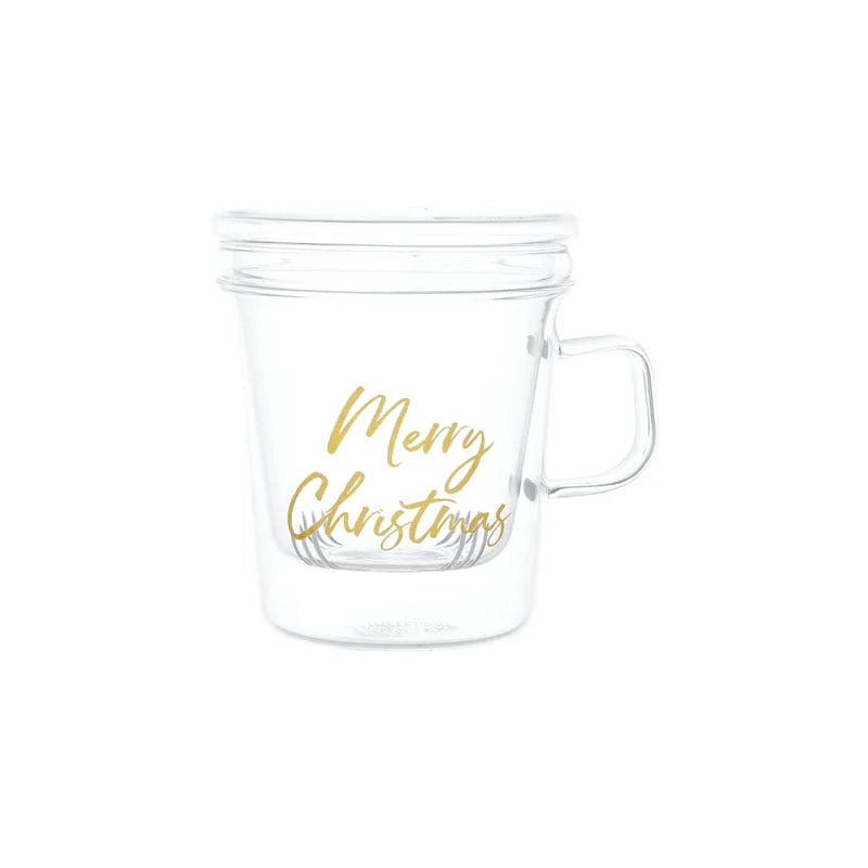 Mug con infusore decoro "Merry Christmas", trasparente con scritta oro. Simple day