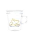 Mug con infusore decoro "Merry Christmas", trasparente con scritta oro. Simple day