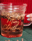 Mug con infusore decoro "Merry Christmas", trasparente con scritta oro. Simple day