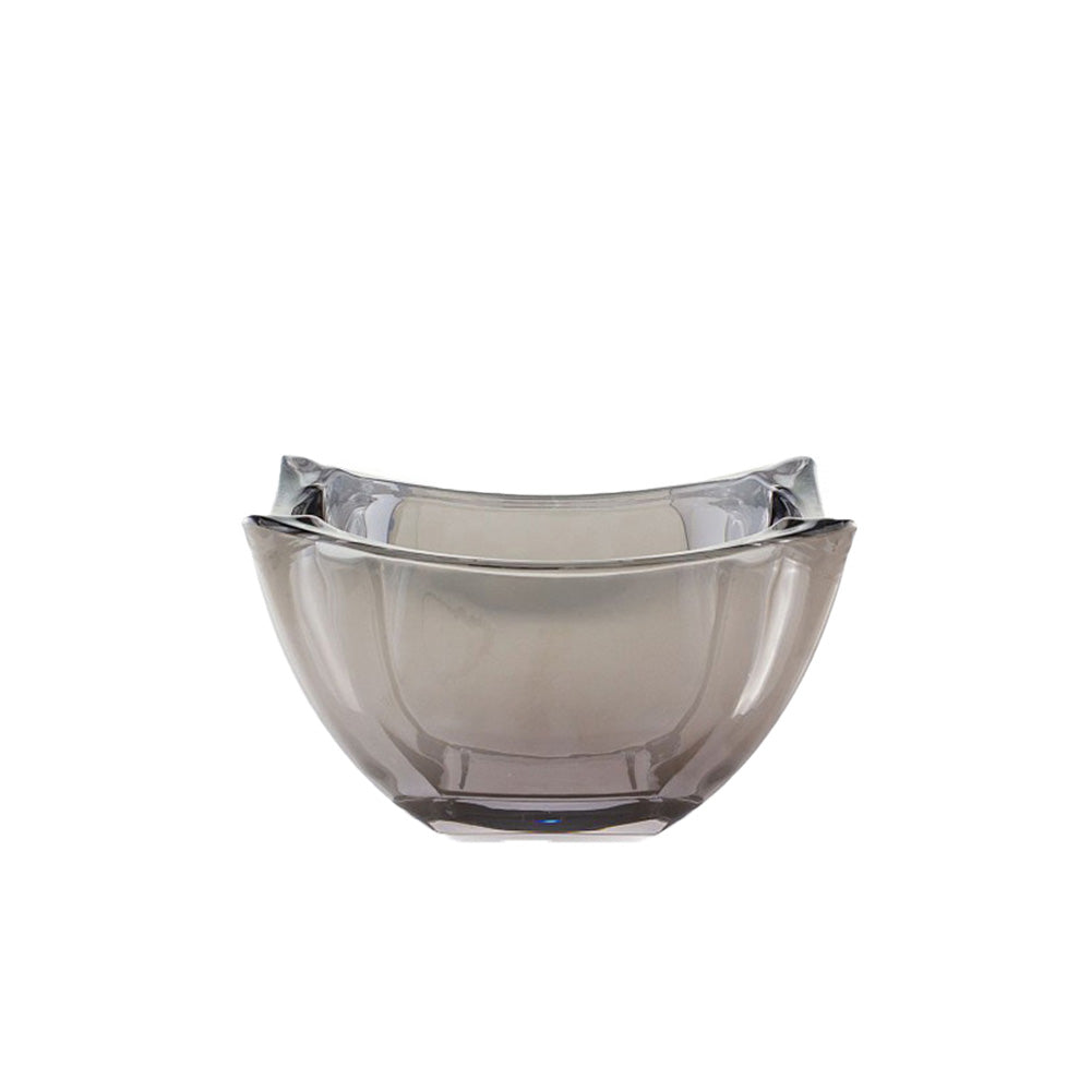 Centrotavola grande in cristallo, colore grigio, 21x21x11 cm. Emò Italia