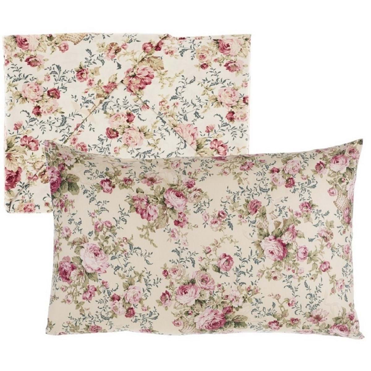 Lenzuola completo letto matrimoniale, decoro floreale. Blanc Mariclò