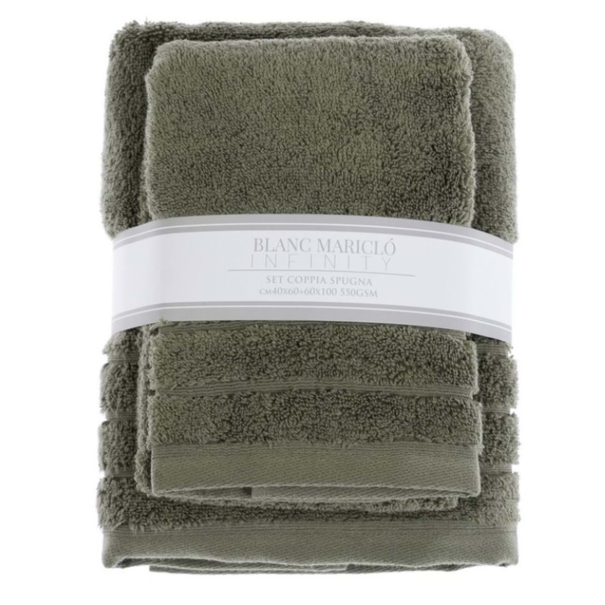 Coppia spugna Linea Infinity 550 gsm, colore verde. Blanc Mariclò