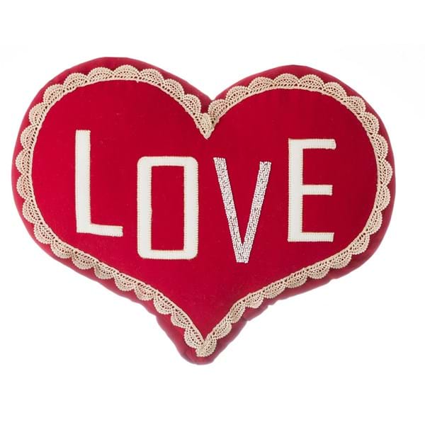 Cuscino cuore con la scritta LOVE. Blanc Mariclò