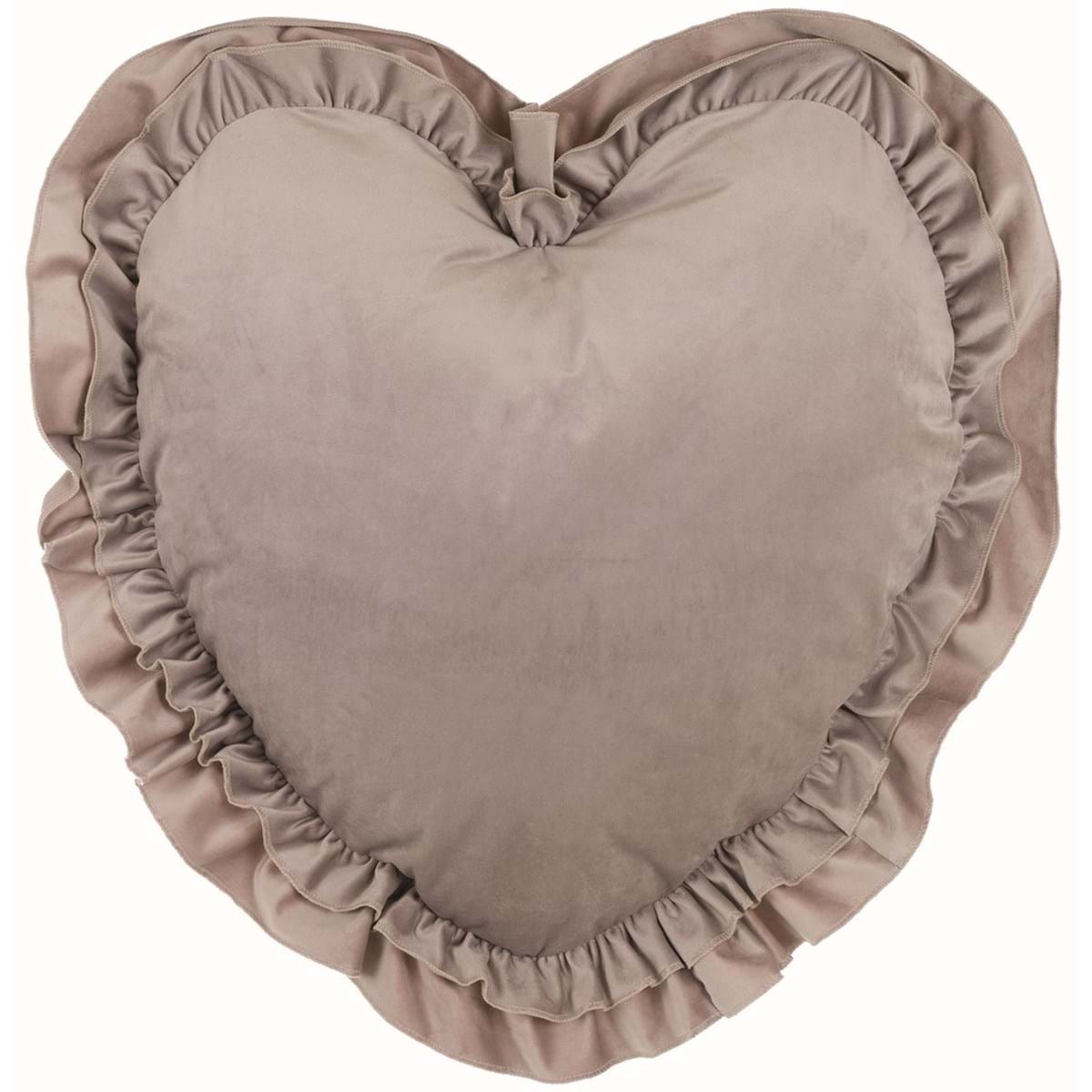 Cuscino cuore velluto con gala, grigio. Blanc Mariclò