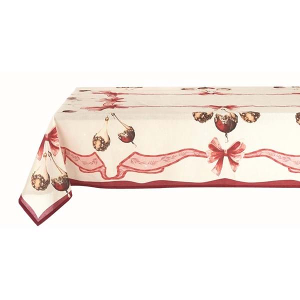 Tovaglia con stampa fiocchi Natale 150x220. Blanc Mariclò