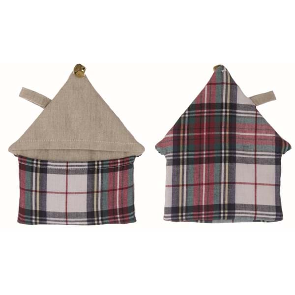 Presina a forma di casa in tartan. Blanc Mariclò