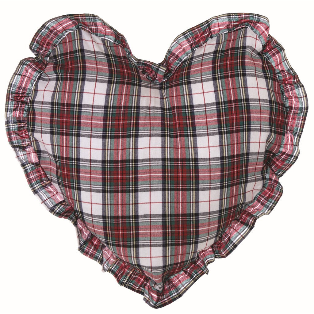 Cuscino cuore con gale tartan. Blanc Mariclò