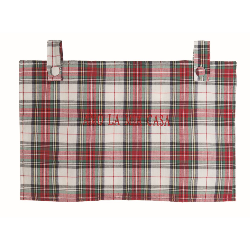 Vestiforno tartan ricamato IO AMO LA MIA CASA. Blanc Mariclò