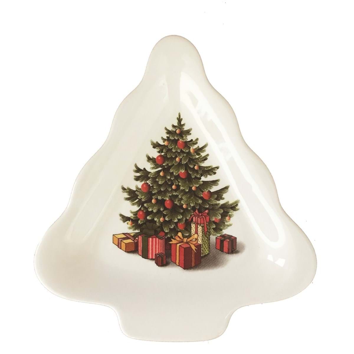 Piattino a forma di albero decoro natalizio. Blanc Mariclò