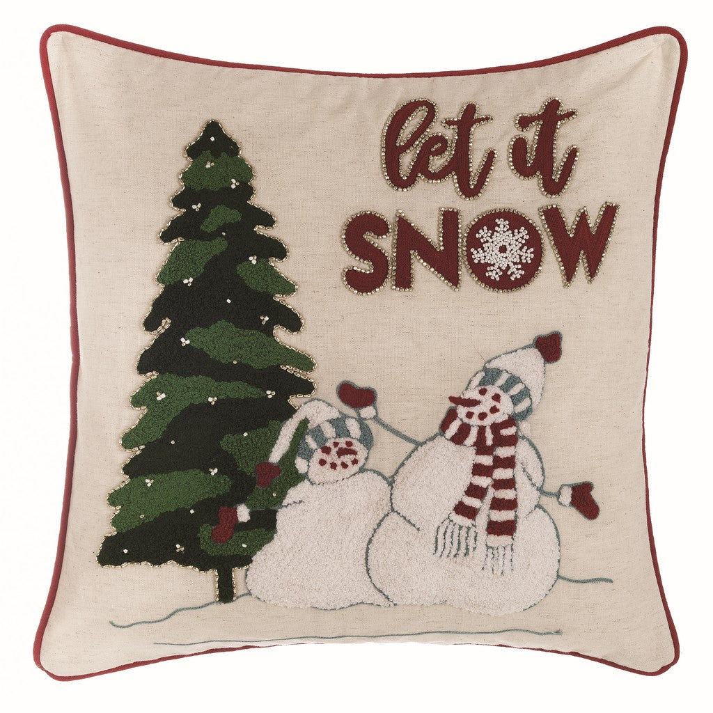 Cuscino ricamato LET IT SNOW. Blanc Mariclò