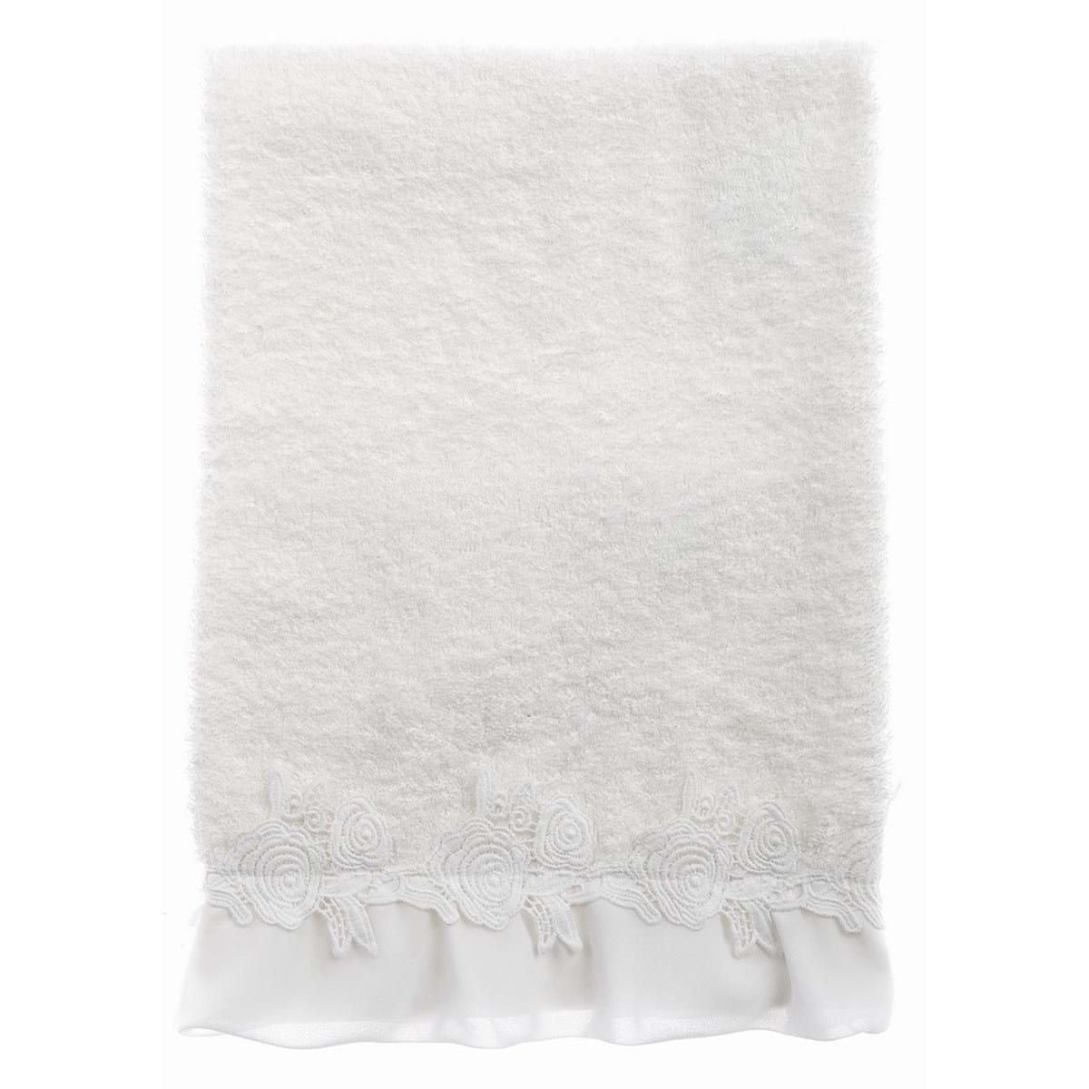 Coppia spugna avorio con balza in pizzo crochet. Blanc Mariclò