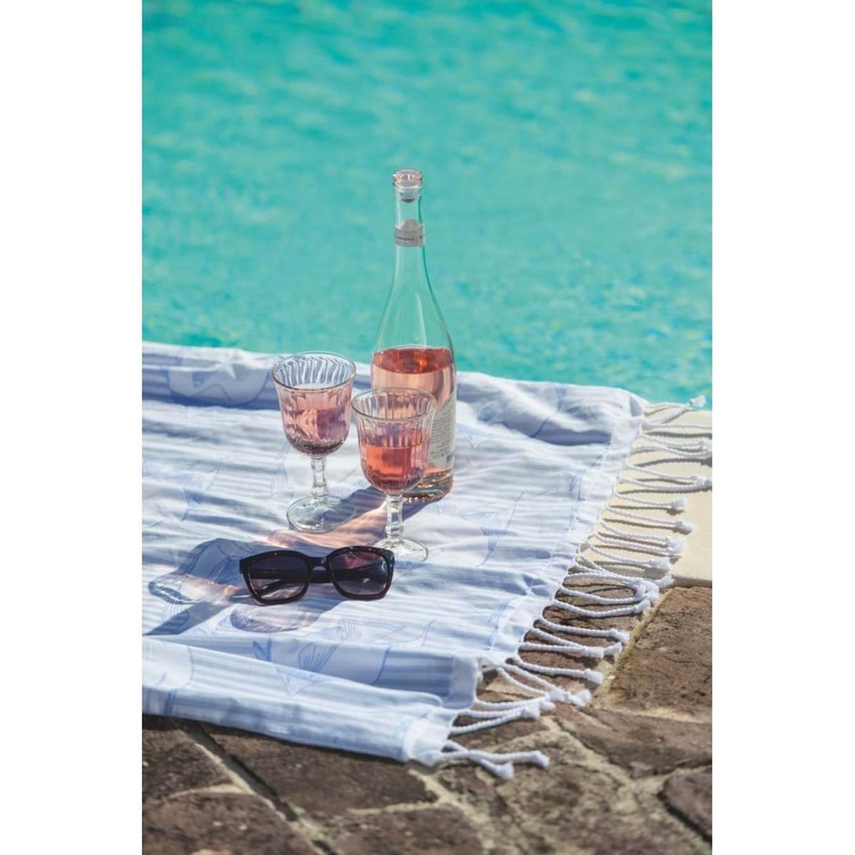 Telo mare spugna pesci, colore bianco e celeste. Blanc Mariclò