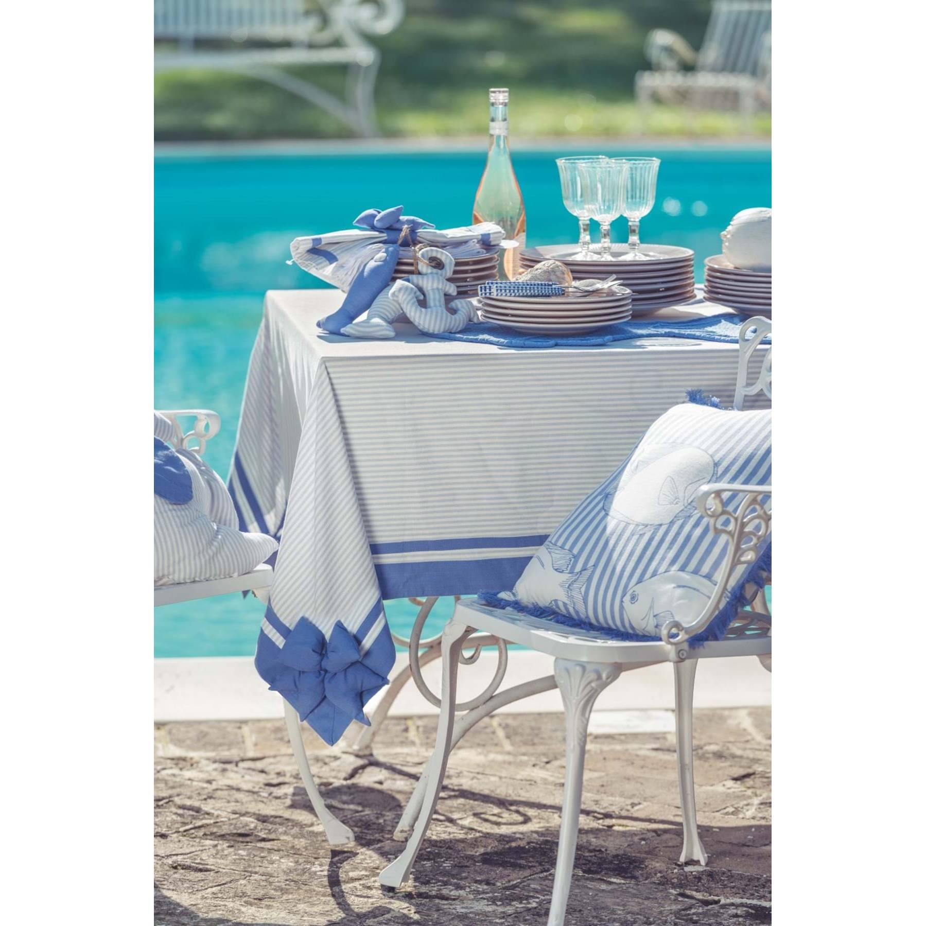 Cuscino Linea Sapore di Mare con frangia 45x45 cm. Blanc Mariclò