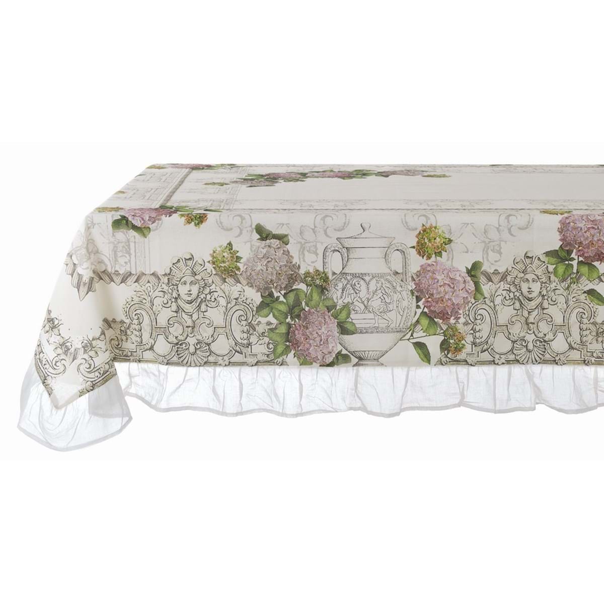 Tovaglia con gala, ortensie 160x280. Blanc Mariclò