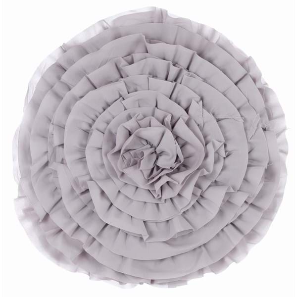 Cuscino tondo con ruches, colore lilla. Blanc Mariclò