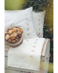 Lenzuola completo letto matrimoniale, ricamo ape, bianco. Blanc Mariclò