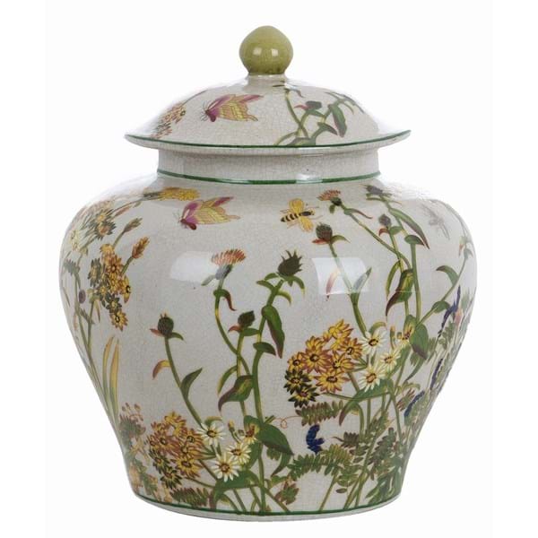 Vaso decorativo con coperchio basso. Blanc Mariclò