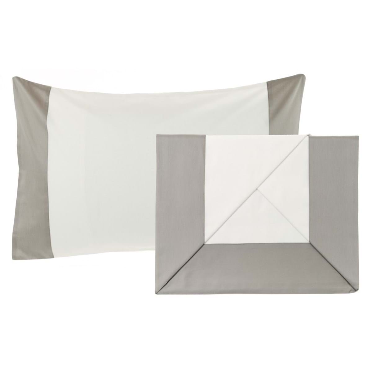 Lenzuola completo letto matrimoniale, bordo grigio. Blanc Mariclò