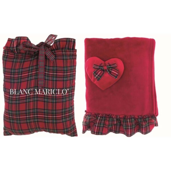 Plaid rosso con cuore e borsa tartan. Blanc Mariclò