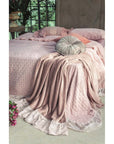 Plaid con gala in pizzo, colore rosa, Serie Romantic Lace. Blanc Mariclò